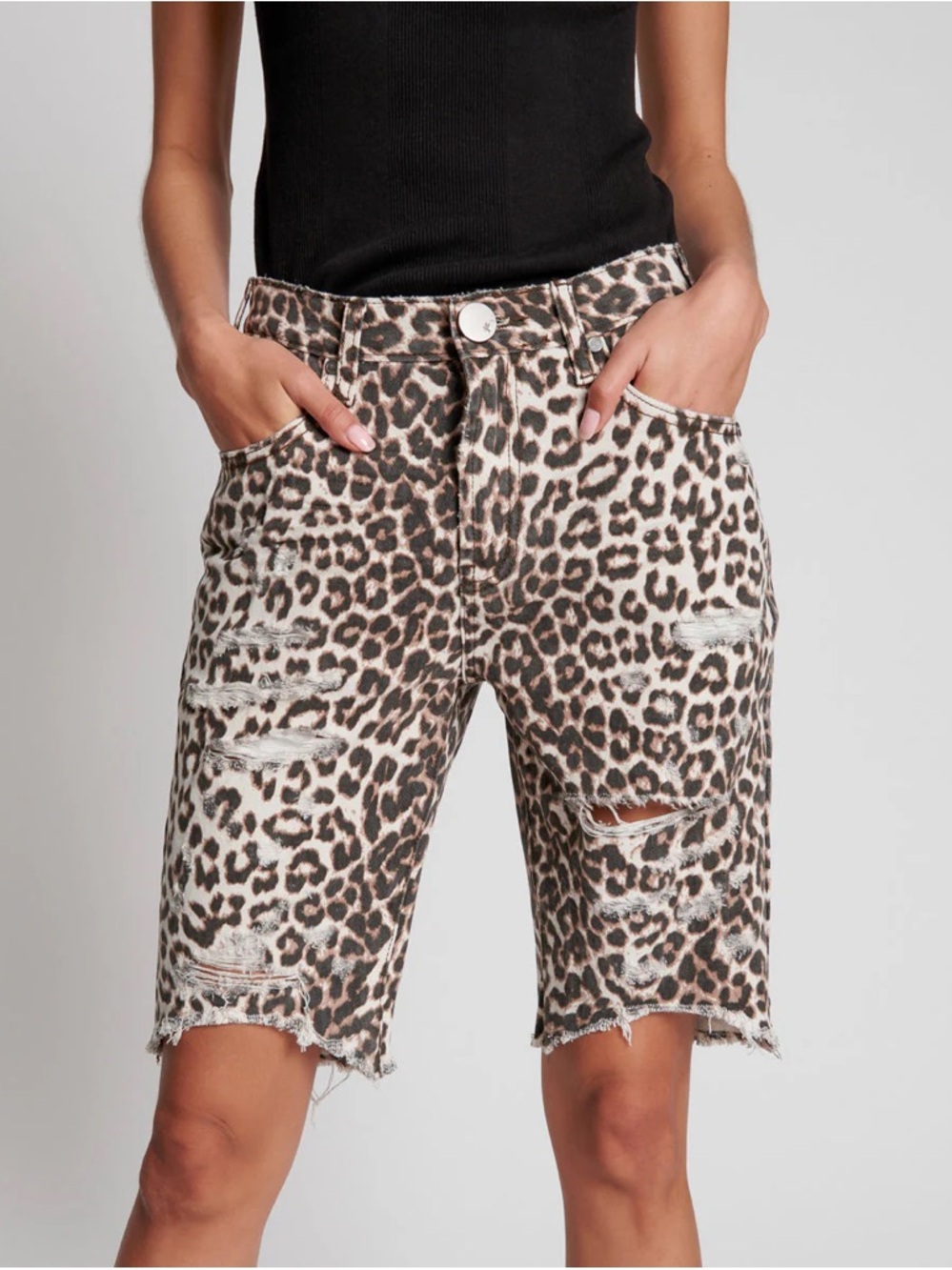 One Teaspoon Cut Off Trucker Shorts Animal Print Distressed size 30